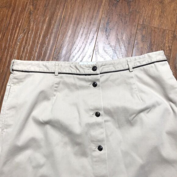 Vtg Westbound Women's Khaki Midi Pencil Skirt With Leather Covered Buttons 20W - Picture 5 of 13